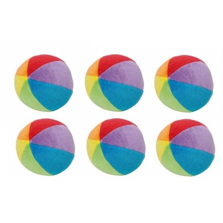 Balles velours arc en ciel - lot de 6